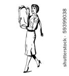 woman shopping   retro clip art