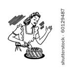 woman decorating cake   retro...