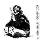 indian smoking   retro clip art