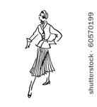 lady in pleated skirt   retro...