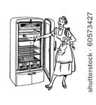 lady with new fridge   retro...