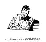 man studying   retro clip art