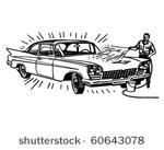 man washing car   retro clip art