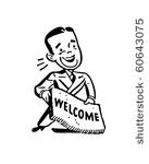 man with welcome mat   retro...