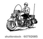 motorcycle cop   retro clip art