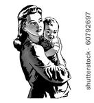 mother and child   retro clip...