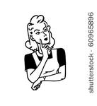 pondering woman   retro clip art