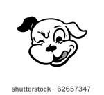 winking dog   retro clipart...
