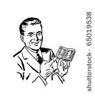 man with deposit book   retro...