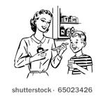 mom giving medicine to son  ...