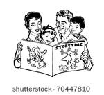 family reading book   retro...