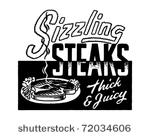 sizzling steaks   retro ad art...