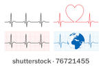 heart with ecg and earth with...