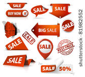 collection of red sale tickets  ...