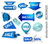 collection of blue sale tickets ...