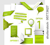 set of green vector web elements