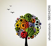 colorful stylized vector tree