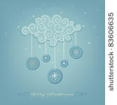 christmas card with snowy cloud