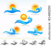 sun n sea vector icons
