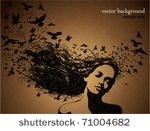 portrait of woman with birds...