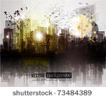 grunge city panorama.
