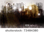 grunge city panorama.