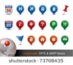gps and map icon set.