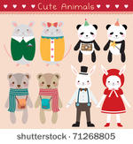 set of cute animals. vector...
