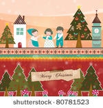 retro christmas card. family...