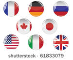 glass buttons with g8 countries ...