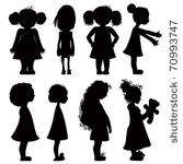 little girls silhouettes set.