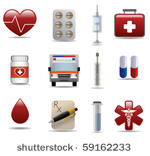 medical and hospital icons set