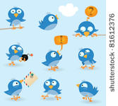 vector funny birds icon set