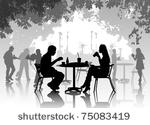 street cafe with resting people