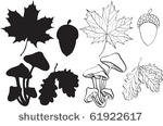 set of silhouette autumn plants
