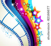 film frames over colorful...