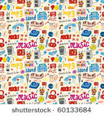 cute music icon seamless pattern