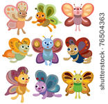 cartoon butterfly set icon