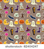 cartoon halloween seamless...
