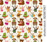cartoon animal play music...