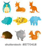 cartoon zoo animal icons