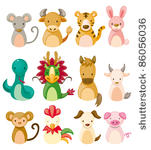 12 animal icon set chinese...