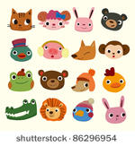 cartoon animal head icons