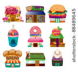 cartoon shop house icons
