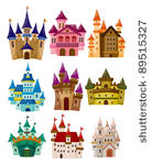cartoon fairy tale castle icon