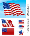 set of american flag. flag of...