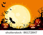 happy halloween  three glowing...