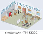 isometric office with people....