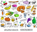 set of food doodles vector....