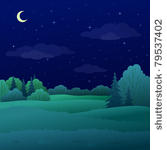 vector  landscape  night summer ...